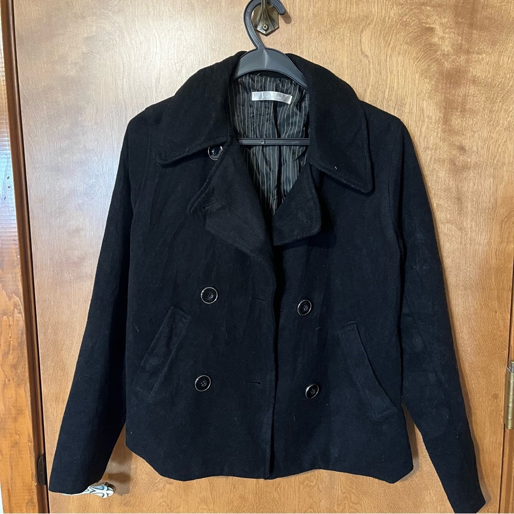Black Double-Breasted Peacoat